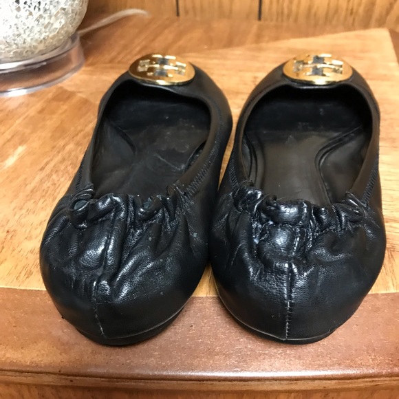 Tory Burch Reva Leather Ballet Flats 8-M Black - Picture 8 of 10